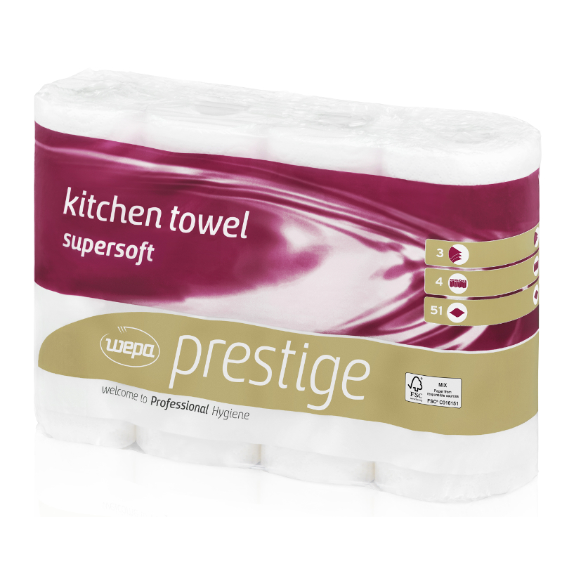 Küchenrolle prestige: 8 Packungen mit 4 Rollen, 3-lagig, weiß – Bild 2