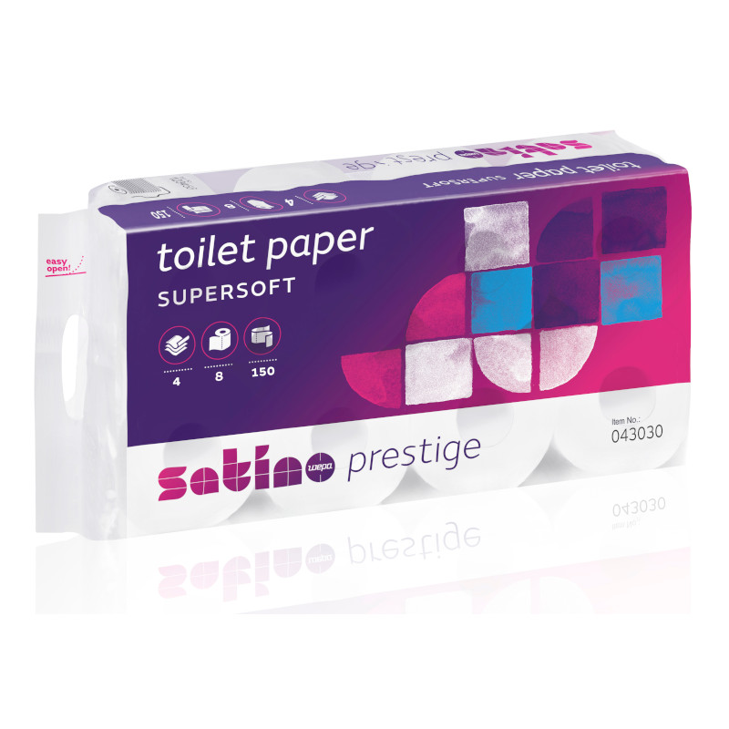 Satino Toilettenpapier Zellstoff, hochweiß, Blumen geprägt, 4-lagig, 150 Blatt, – Bild 2