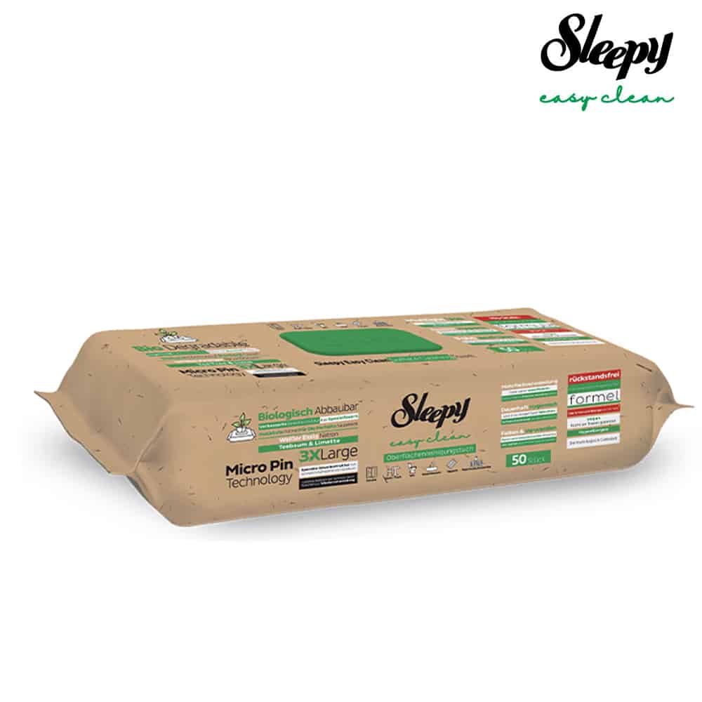 Sleepy Easy Clean Bio Oberflächen und Böden Reinigungstücher 2 in 1 Grün 1 Packung à 50 Tücher – Bild 2