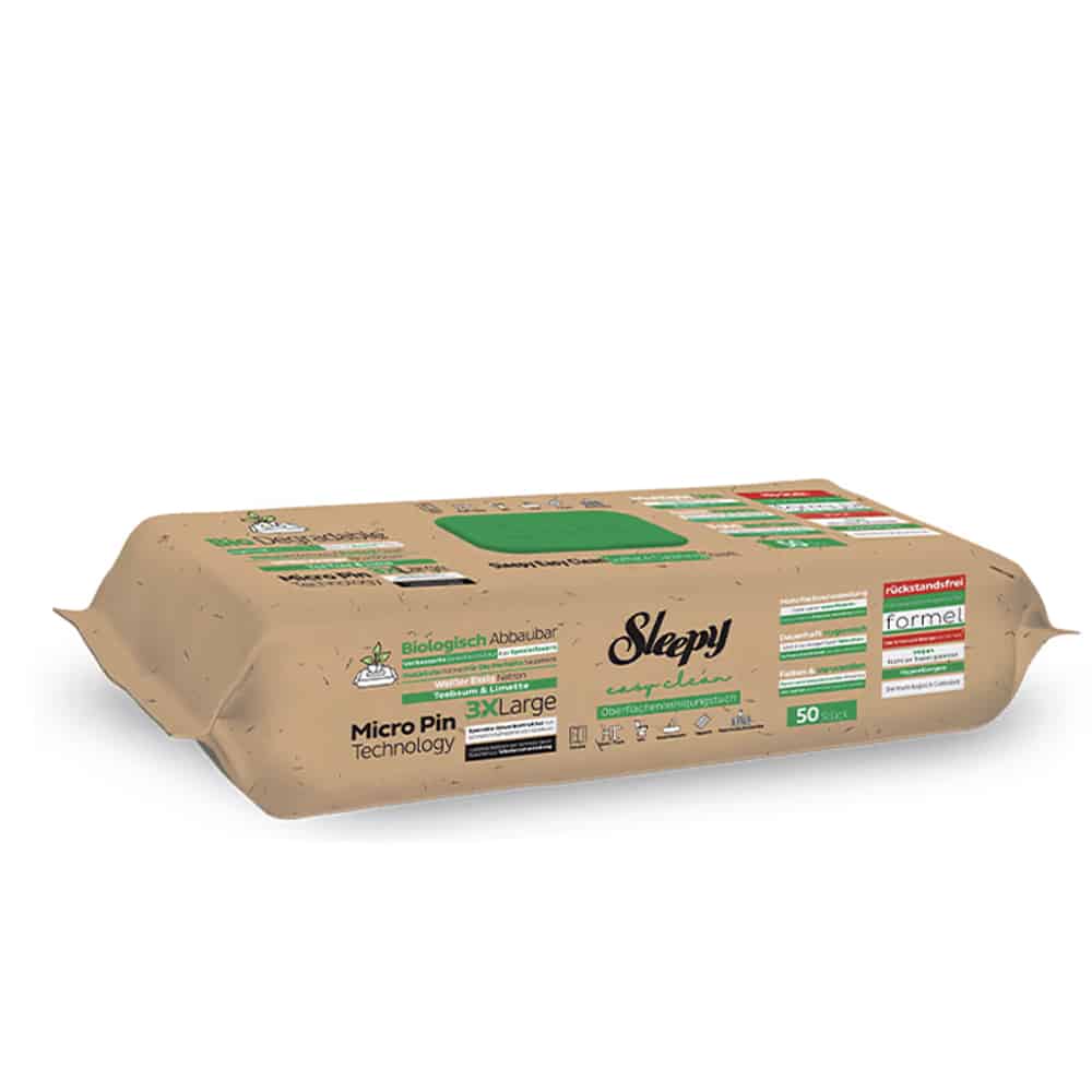 Sleepy Easy Clean Bio Oberflächen und Böden Reinigungstücher 2 in 1 Grün 1 Packung à 50 Tücher – Bild 5