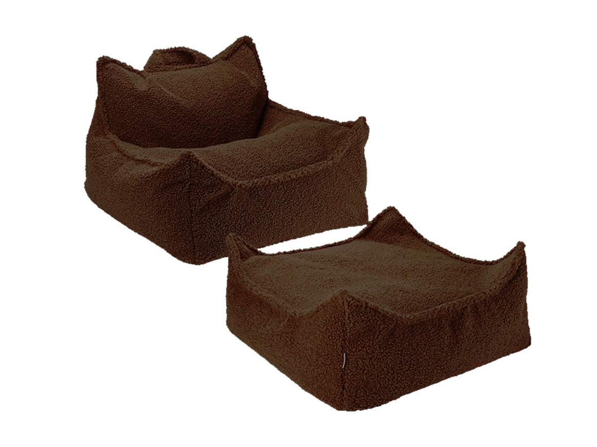 Set Kindersessel Sitzsack & Ottoman – Haselnussbraun – Bild 2