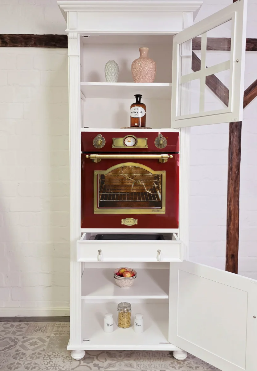 "Julienne Rouge" inkl. E-Ofen: Backofen-Schrank im Antik-Look 84 cm – Bild 7