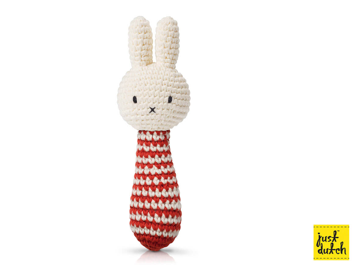 MIFFY gehäkelte Rassel, rot gestreift – Bild 2