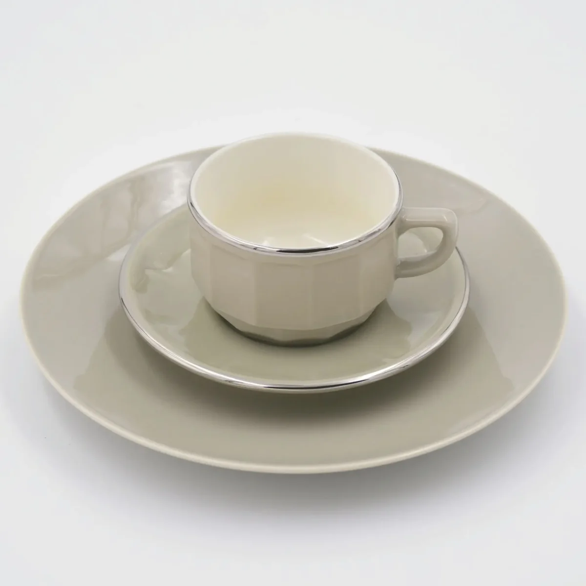 Teller passend zu Apilco Flora, 21cm. Grau, ohne Platinrand – Bild 3