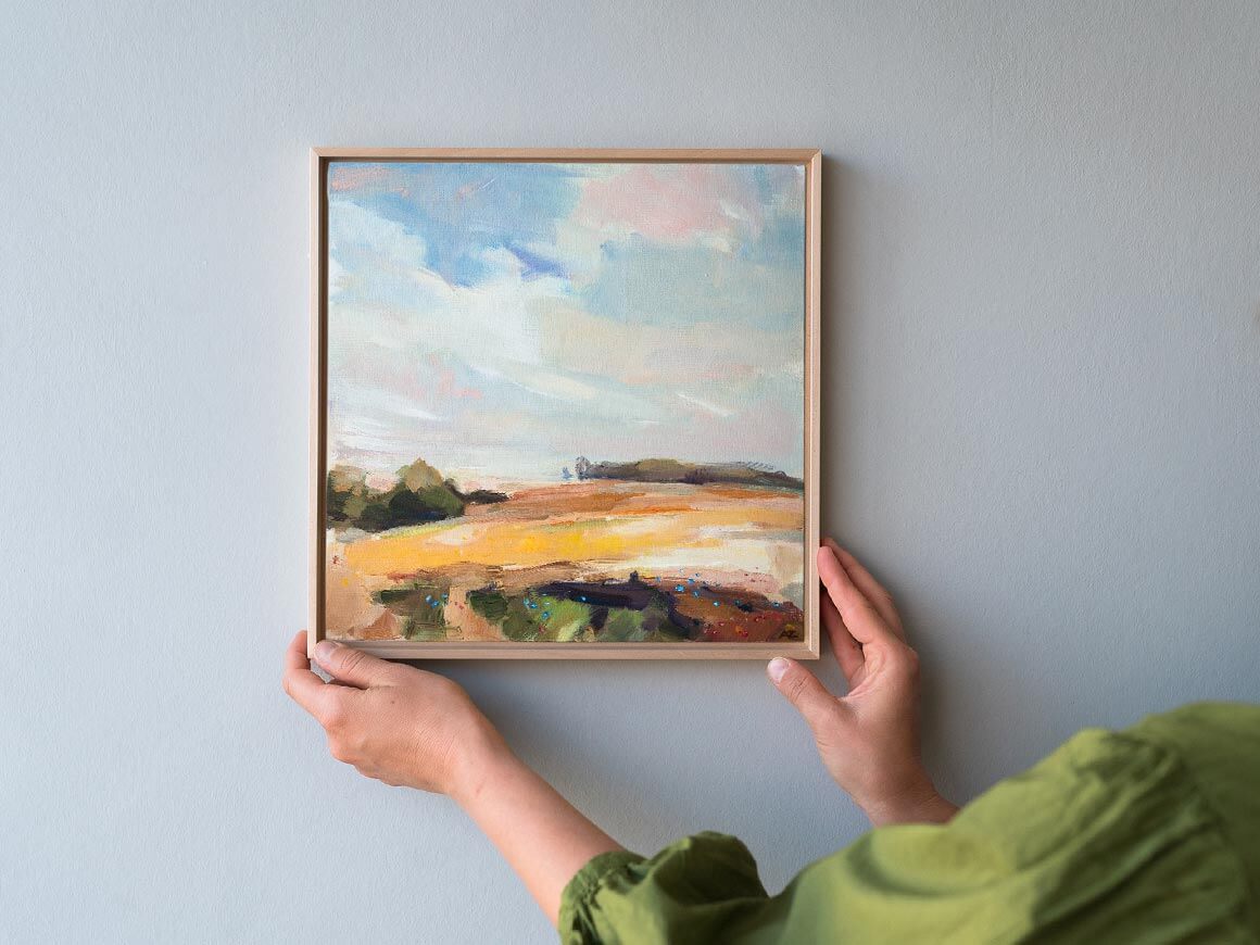 „Sommerwind I“ – Original Ölgemälde im Schattenfugenrahmen, Unikat – Bild 7