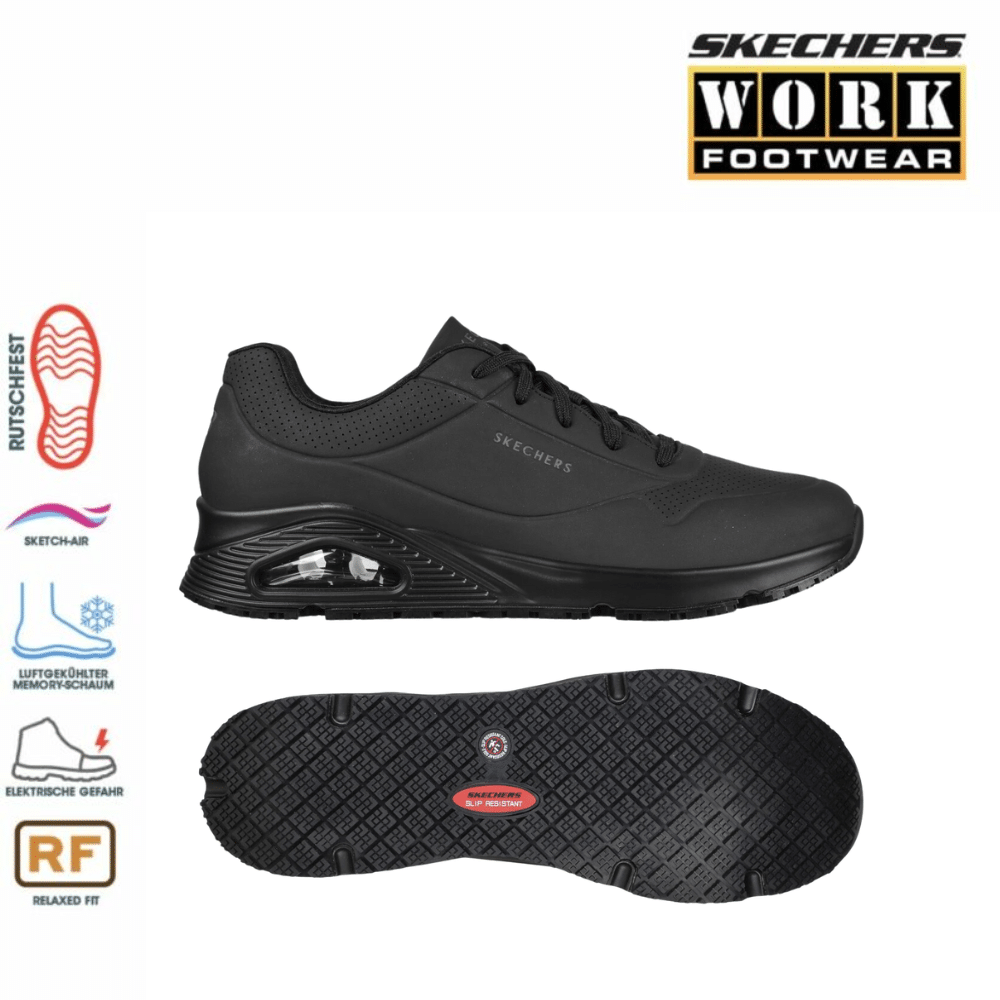 SKECHERS-WORK Herren-Berufsschuhe Relaxed Fit Uno SR Sutal schwarz – Bild 2