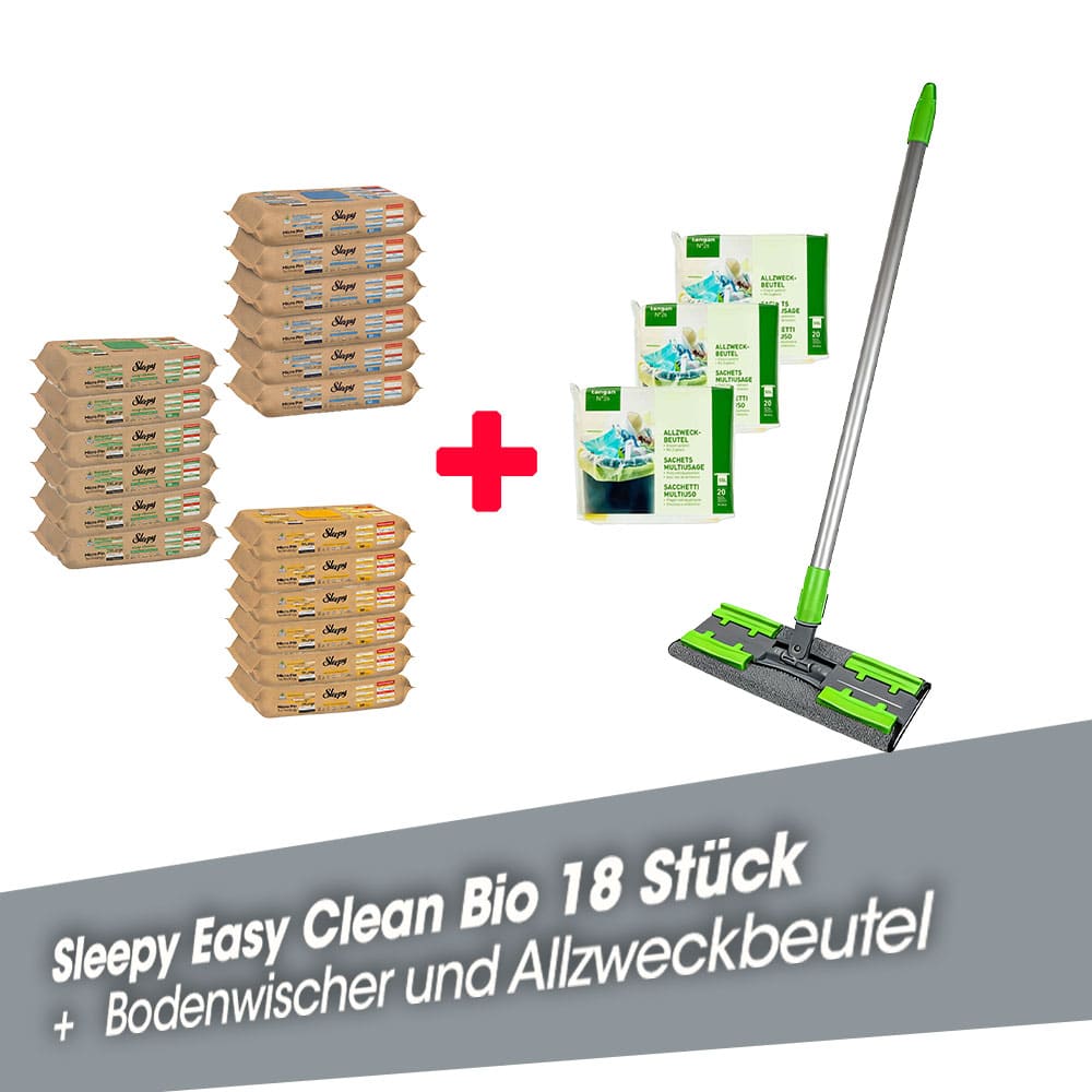 Sleepy Easy Clean Reinigungstücher Bio 18 Packungen + Bodenwischerset + 3 Allzweckbeutel – Bild 3