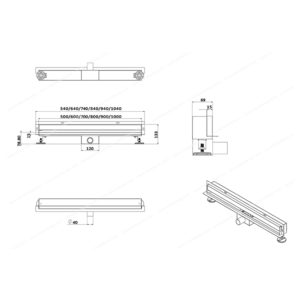 HUX-HOME® PREMIUM K Duschrinne befliesbar 60-80cm aus Edelstahl nach DIN18534 Wandmontage – Bild 9