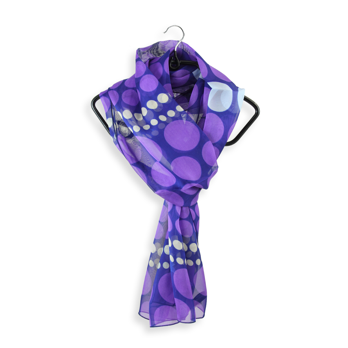 Seidenschal Damen. „Polka Dot Violet“, 160 x 30 cm. LA FABRIQUE d’écharpe, 100% Seide – Bild 3